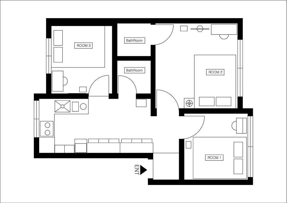 3 Rooms 2Bathrooms 3Beds 3Min Walk Seul Daire